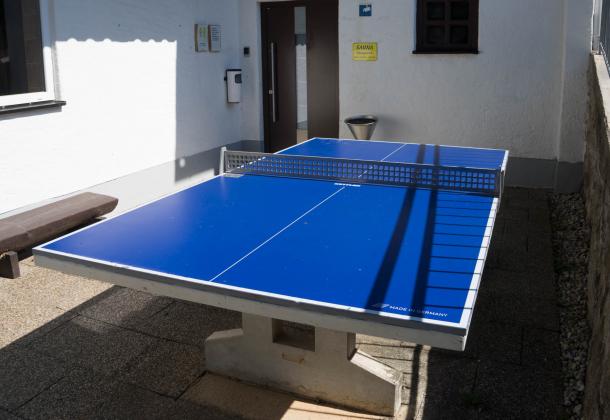 Table tennis below the apartment